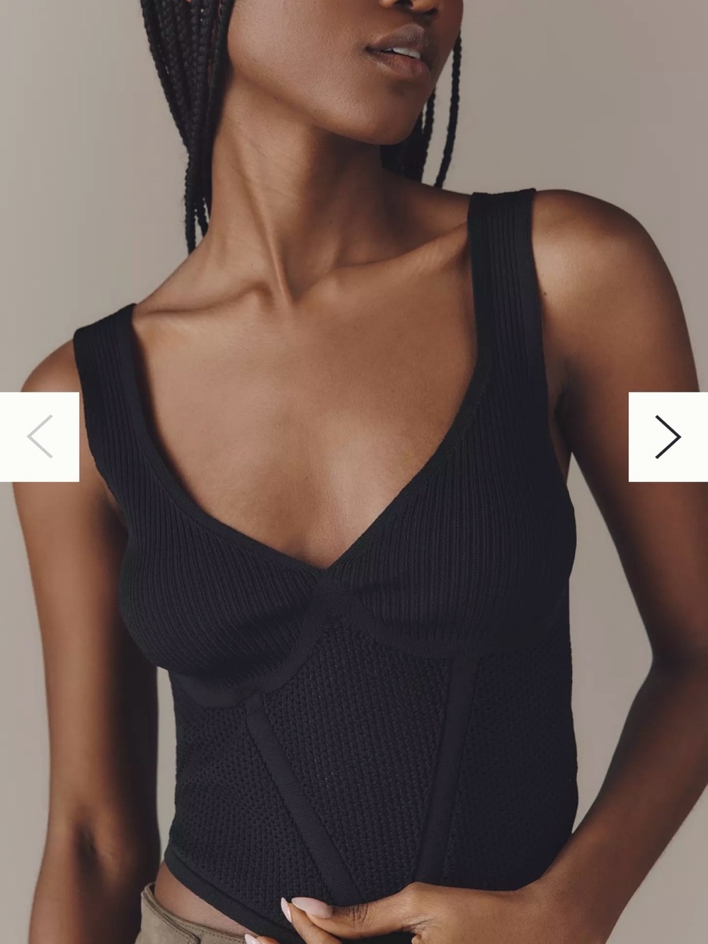 Anthropologie Black Ribbed Corset Bustier Top
